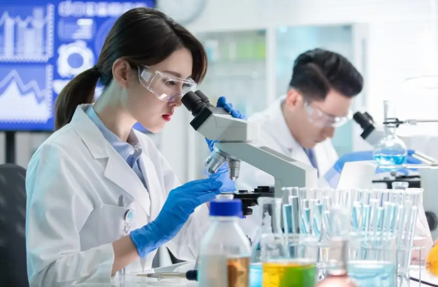 Scientists testing in a lab