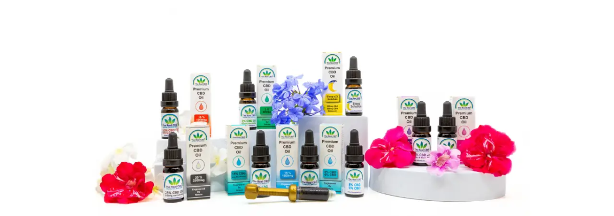 Pretty display of The Real CBD oils