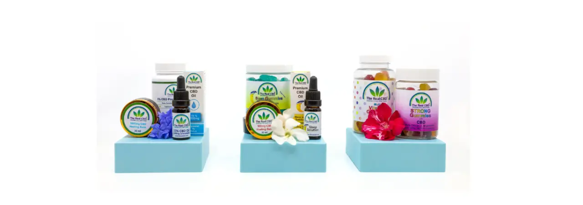 Anzeige von The Real CBD-Packungen