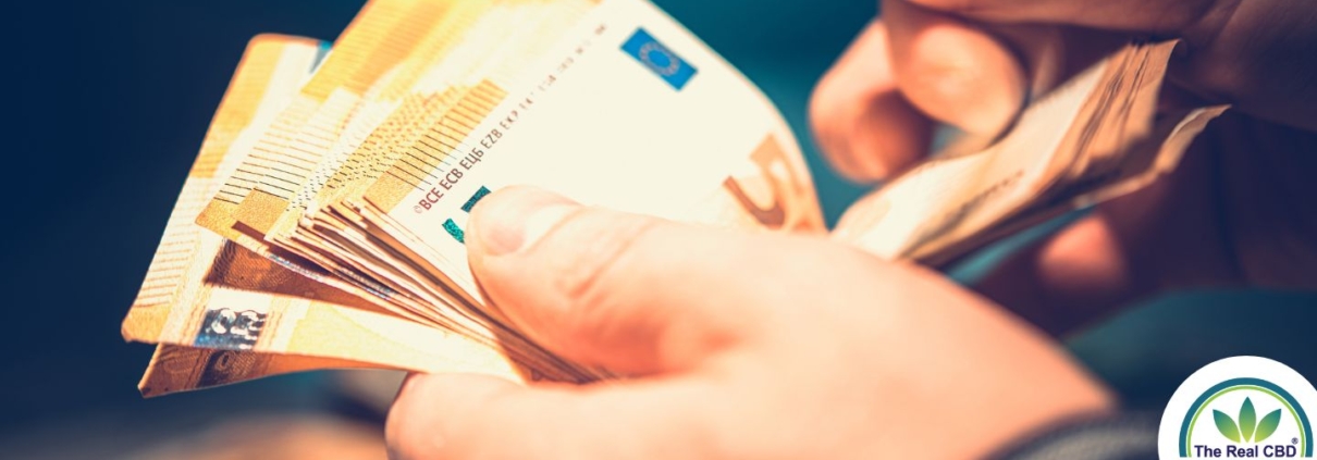 Male hands counting a bunch of Euro notes