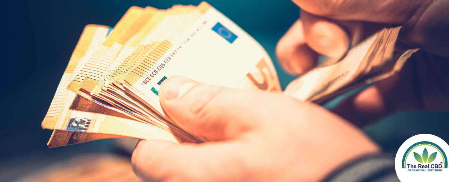 Male hands counting a bunch of Euro notes