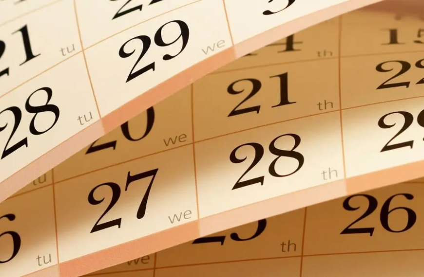 Calendar showing a month